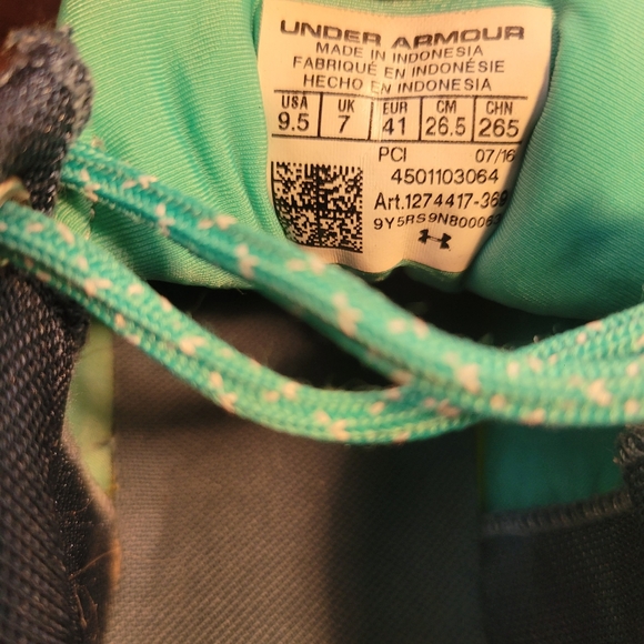 Teal and navy under armor sneakers size 9.5 - Picture 3 of 6